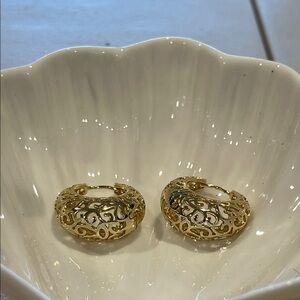Elegant 14k Gold Plated Women's Filigree Earrings